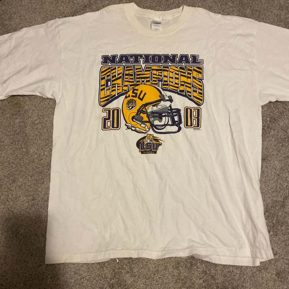 Vintage 2003 LSU Tigers National Champions T-Shirt Gildan XXL